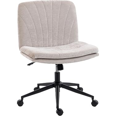 Tabouret Roulant Réglable En Hauteur - Pivotant 360° - Similicuir Beige - Pour Salon, Bureau, Maquillage - 4