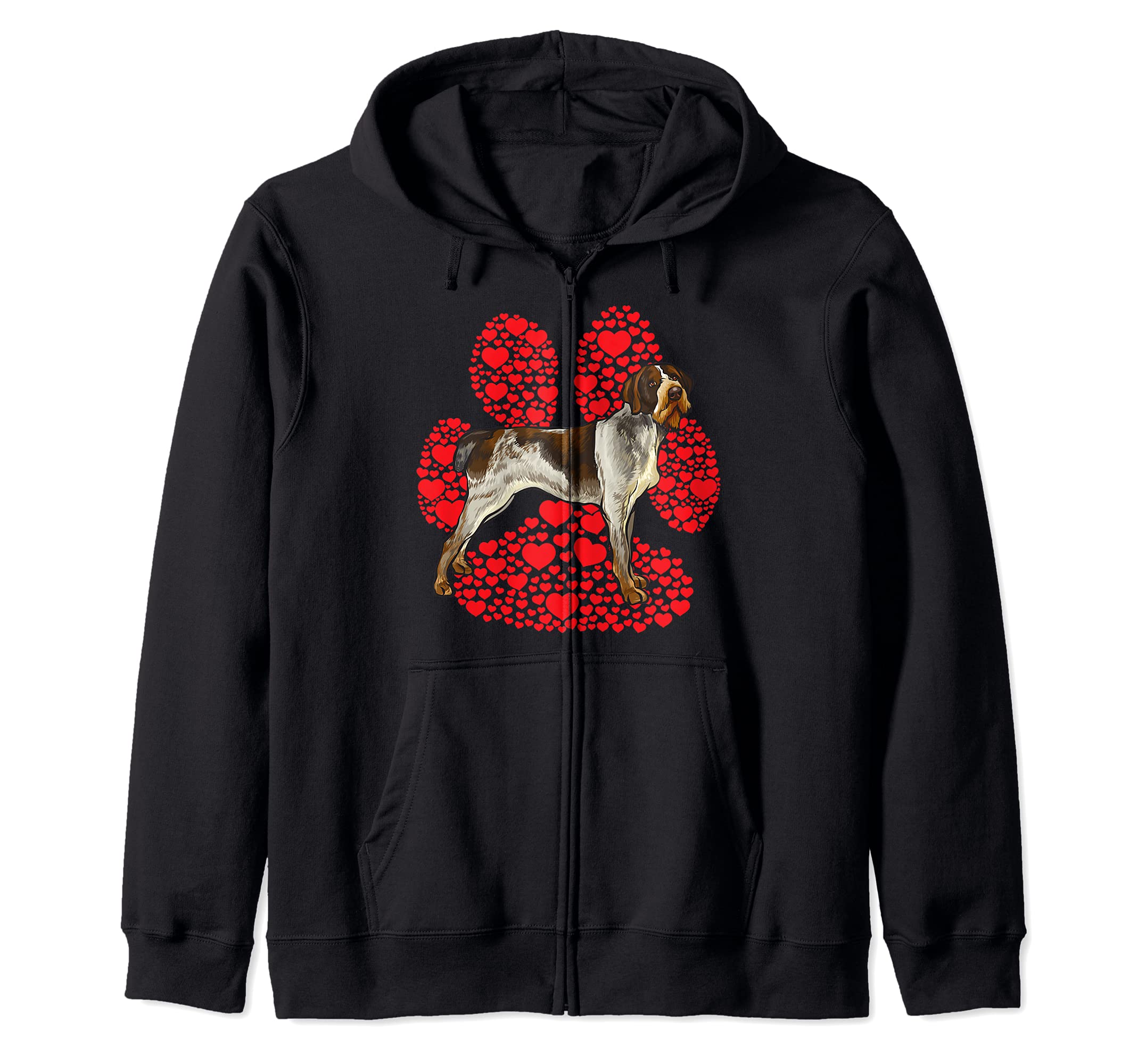 German Wirehaired Pointer Valentines Day Dog Love Paw Zip Hoodie