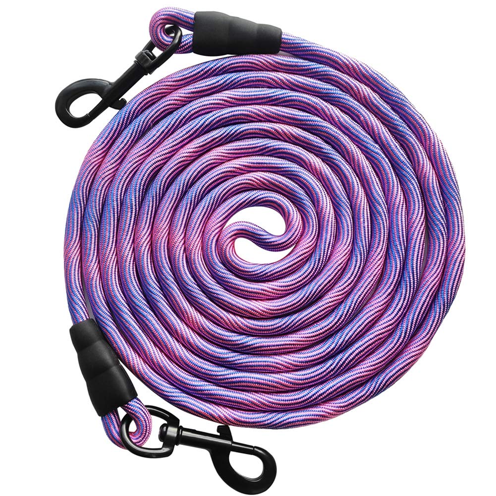 BTINESFUL 8ft/12ft/20ft/30ft/50ft/75ft Dog Tie-Out Long Tether Rope Leash, Outdoor Dog Lead for Yard- Large Medium Dogs Training, Playing, Camping, Backyard Leash (20ft, Pink Blue) — image 1