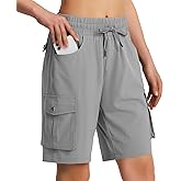 Women's 9" Hiking Cargo Shorts Quick Dry Lightweight Summer Shorts for Camping Travel Golf 6 Pockets