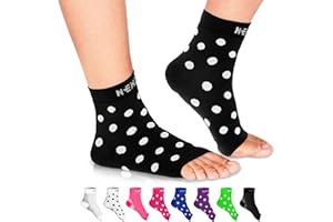NEWZILL Plantar Fasciitis Socks with Arch Support, BEST 24/7 Foot Care Compression Sleeve, Eases Swelling & Heel Spurs, Ankle Brace Support, Increases Circulation (L/XL, Black w White Dots)