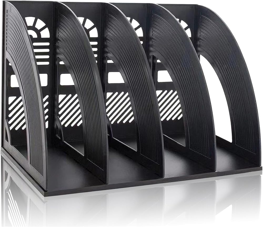 KXF Arched Desk Organizer 4 Compartments A4 File Magazine Holder ABS Plastic