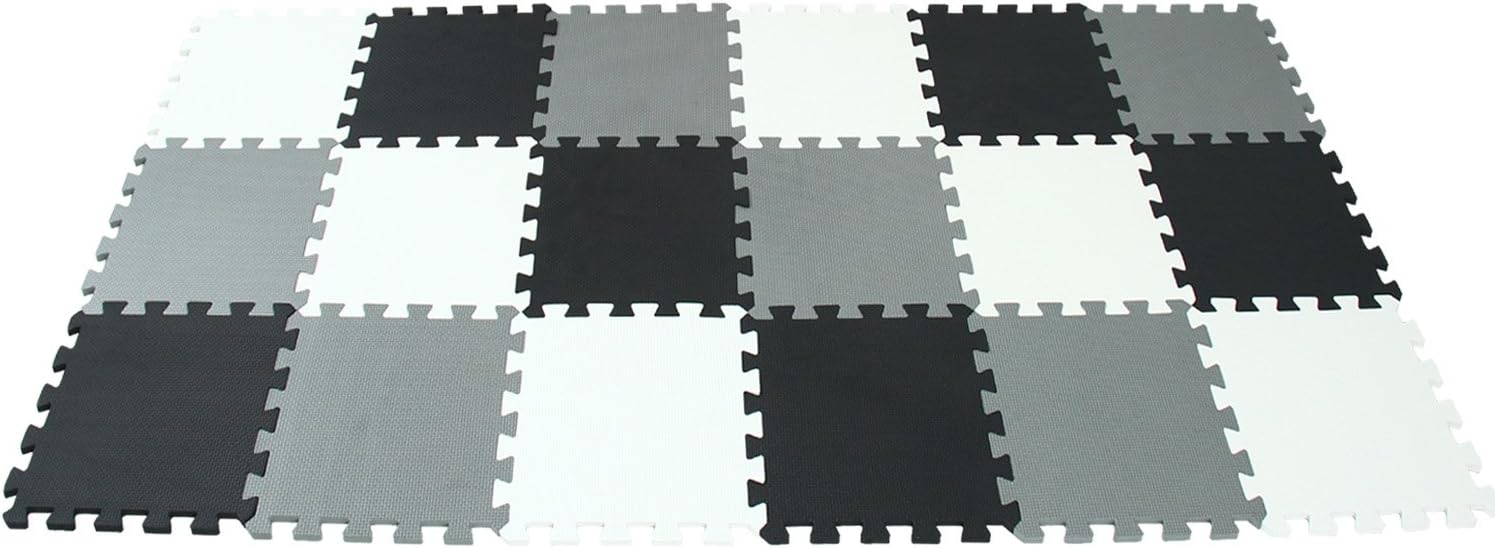 MQIAOHAM playmat Foam Play Tiles Interlocking Play mat Baby Play mats for Kids Floor mats for Children Foam playmats Jigsaw mat Baby Puzzle mat 18 Pieces Children Rug Crawl White Black Grey 101104112: Toys & Games
