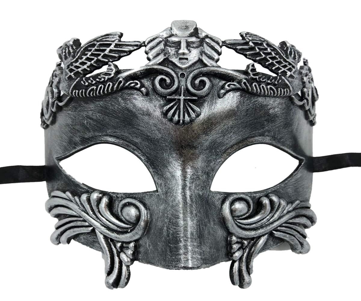Rehoty Mens Masks Greek Roman Venetian Masquerade Mask For Party Costume Halloween Mardi Gras Carnival Cosplay Vintage Silver Amazon In Clothing Accessories