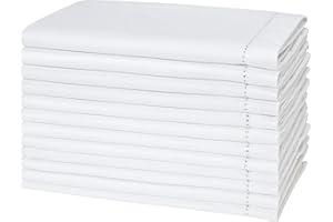 HOMEBIA DESIGNS White Cloth Napkins Set of 12 Cotton - with Hemstitched 18x18 Inch Decorative Beautiful Soft Reusable Washable Dinner Napkin Perfect for Dining Table Décor, Wedding, Party, Christmas & Everyday Use