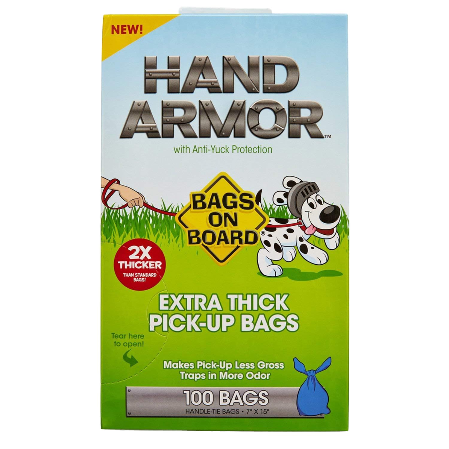 Bags on Board Hand Armour Extra Thick Dog Poo Bags with Leak Proof Protection, 100 Bags