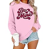 Valentine Sweatshirts for Women Heart Embroidery Sweatshirt Valentines Day Shirts Casual Valentine Pullover Tops
