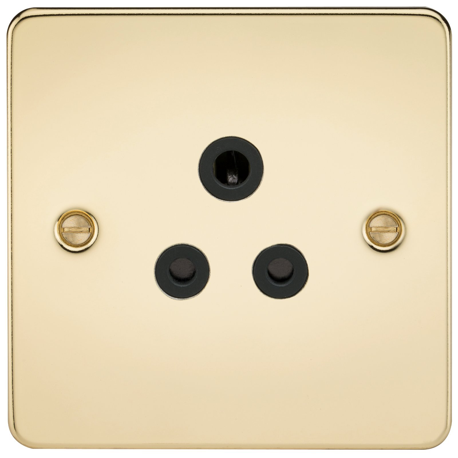 Knightsbridge FP5APB FPAV5APB Flat Plate 5A Unswitched Socket-Polished Brass with Black Insert