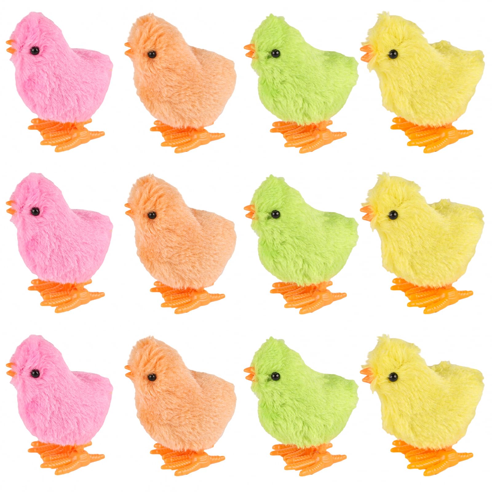 3 otters Wind Up Chick Toys for Easter Basket Stuffers, 12PCS Colorful Wind up Chicks for Easter Egg Fillers Plush Egg Toys Jumping Cute Chicken Treasure Chest Birthday Party Favors Gifts
