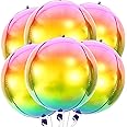 KatchOn, Rainbow Foil Balloons - 22 Inch, Pack of 6 | 4D Gradient Rainbow Balloons | Tie Dye Balloons for Birthday Party Decor | Rainbow Unicorn Balloons | Rainbow Mylar Balloons, Iridescent Balloons