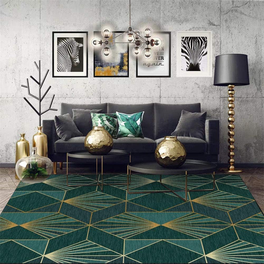 Fancytan Modern Nordic Style Area Rugs Geometric Floor Carpet Large for Living Room Hallway (Green, 160 x 230cm / 5.3 ft x 7.5 ft)