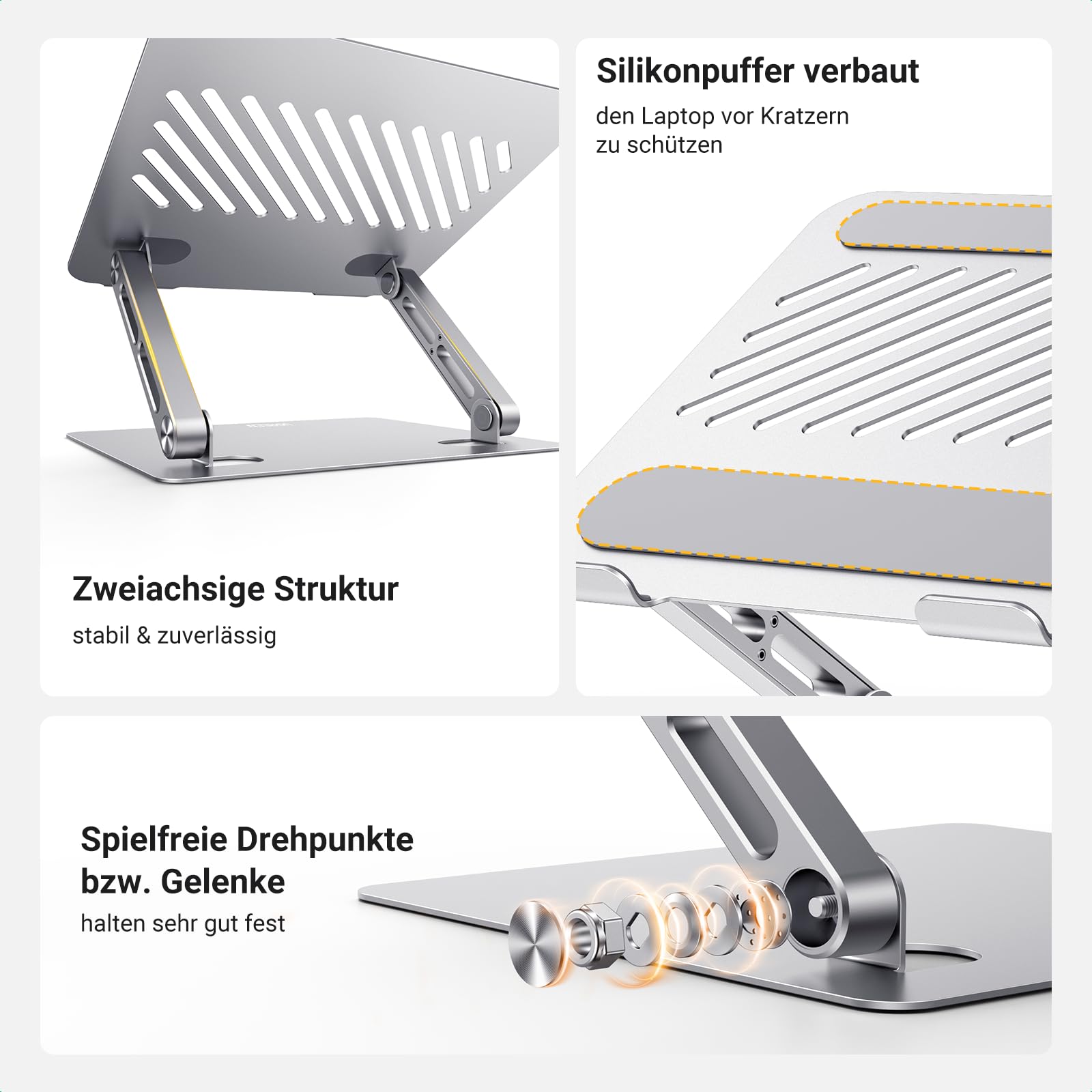 UGREEN Laptop Ständer Höhenverstellbarer Faltbarer Laptop Stand Ergonomischer, Belüfteter Laptopständer Notebook Stand Kompatibel mit MacBook Air, Pro, Dell Allen Laptops 10-17.3" 2
