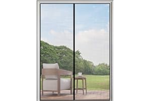 YUFER Magnetic Screen Door 72×80 Reinforced Fiberglass screen door magnets screen for doorway sliding door mesh with Full Frame Hook&Loop - Grey