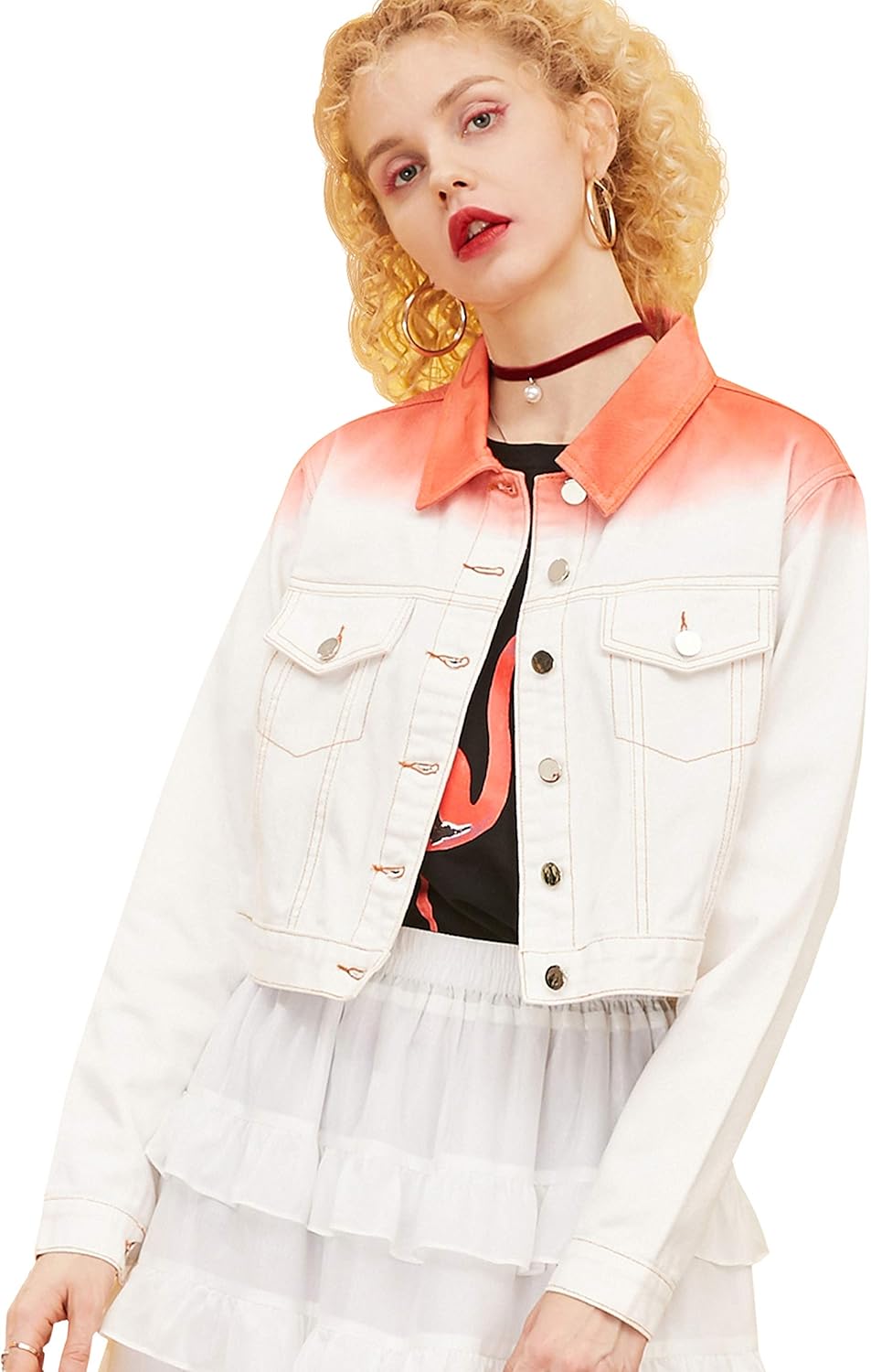 orange jean jacket womens