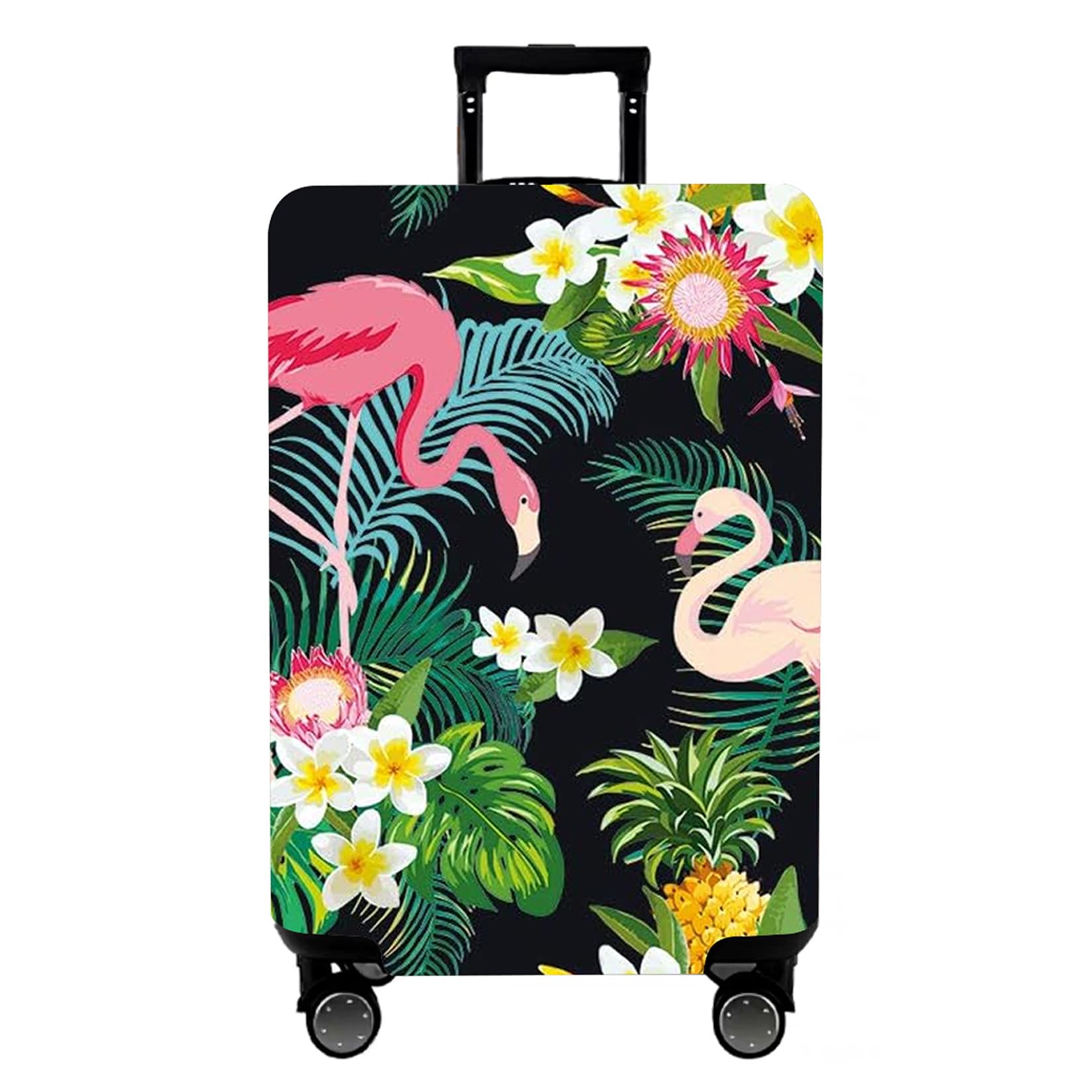 WUJIAONIAO Travel Luggage Cover Baggage Suitcase Cover Protector Skins 18-32 Inch, Flower flamingo, L (for 25--28 inch luggage), Fashion