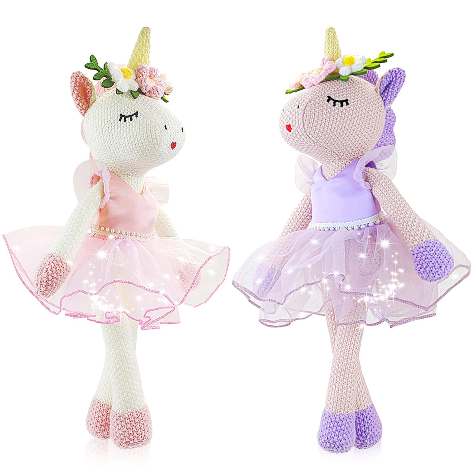Photo 1 of Meooeck 2 Pcs 16 Inch Unicorn Stuffed Animals Plush Ballerina Doll Soft Unicorn Cute Ballerina Toys Ballet Stuffed Animals Toys Decorations Birthday Gift for Girls, 2 Colors