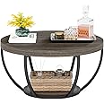 Tribesigns Round Coffee Table, 31.7" Wooden 2-Tier Circle Coffee Table with Storage Shelves, Modern Accent Cocktail Table Center Table for Living Room, Grey
