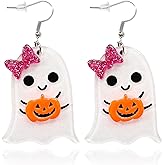 Ghost Earrings for Women Halloween Earrings Dangle Cute Pumpkin Drop Earring Bow Acrylic Stud Dainty Statement Earring Jewelry Gifts Halloween Costumes Accessories