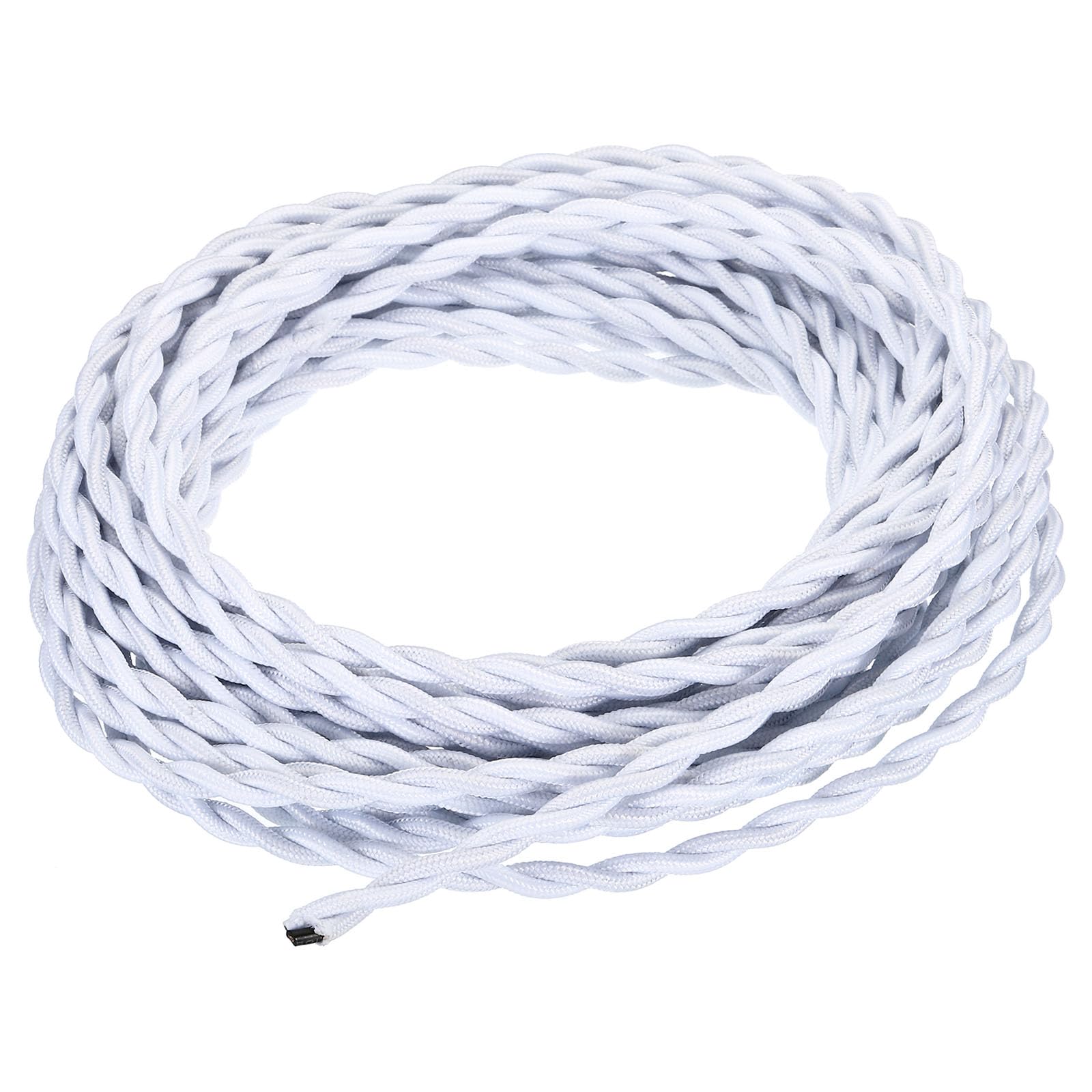 YOKIVE Twisted Cloth Covered Wire, UL Listed 2-Conductor Braided Cable, Keep Electronic Operation, Great for Industrial Bulb (White, 50Ft, 18AWG)