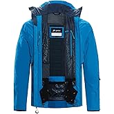 fit space Men's Pro Ski Jacket Waterproof 15K Breathable Snowboard Jacket, Insulated Winter Snow Coat Helmet Hood