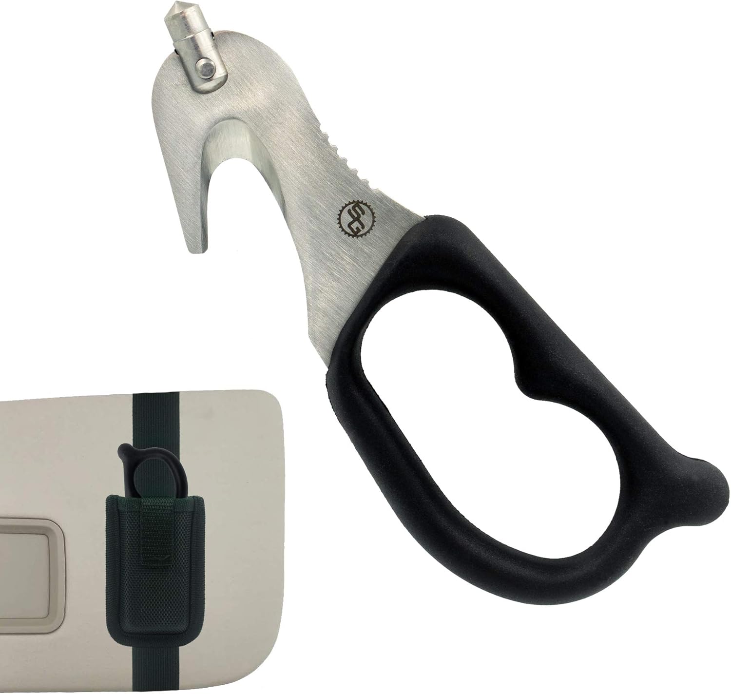 StatGear SuperVizor XT Auto Emergency Rescue Escape Tool - Seatbelt Cutter & Window Glass Breaker Hammer Survival - Mounts Right to Your Sun-Visor! Pack of 2: Automotive