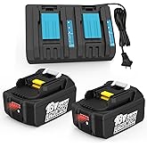 Ahomtikk 6.5AH 18V Battery Replacement for Makita 18V Battery and Charger BL1860B BL1850B BL1840B BL1830B & DC18RD Compatible with Makita 18 Volt Cordless Power Tools