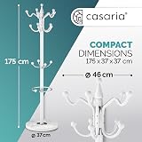 CASARIA Elegant Curved Coat Rack with Marble Base, 14 Rotatable Hangers, White view 7