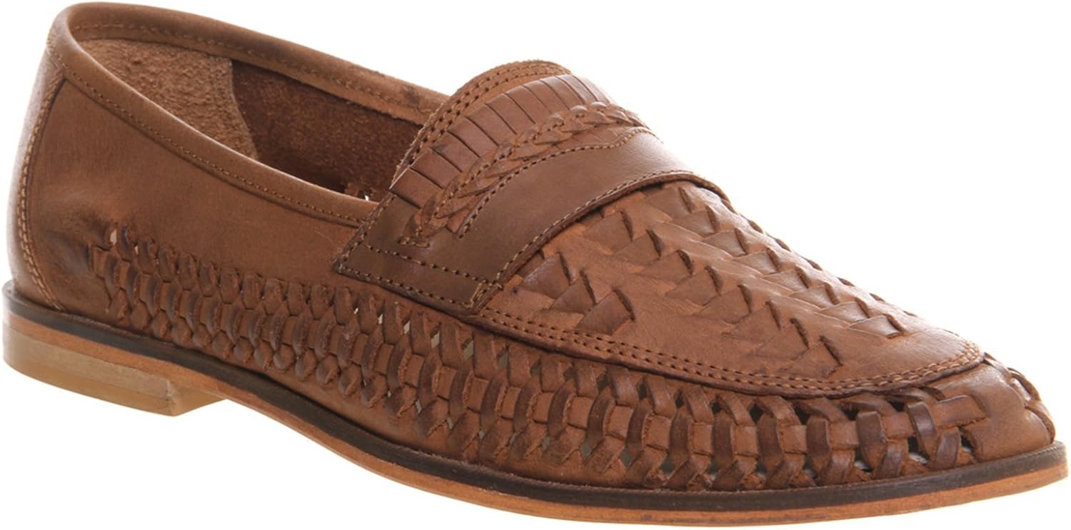 TOP Brand Mens Bow Weave Slip ON Shoes TAN Brown Leather (UK 6) Amazon
