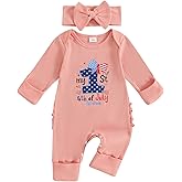 citgeett My First 4th of July Baby Girl Outfit Fourth of July Romper Onesie Jumpsuit Summer Newborn Girl Outfits Clothes