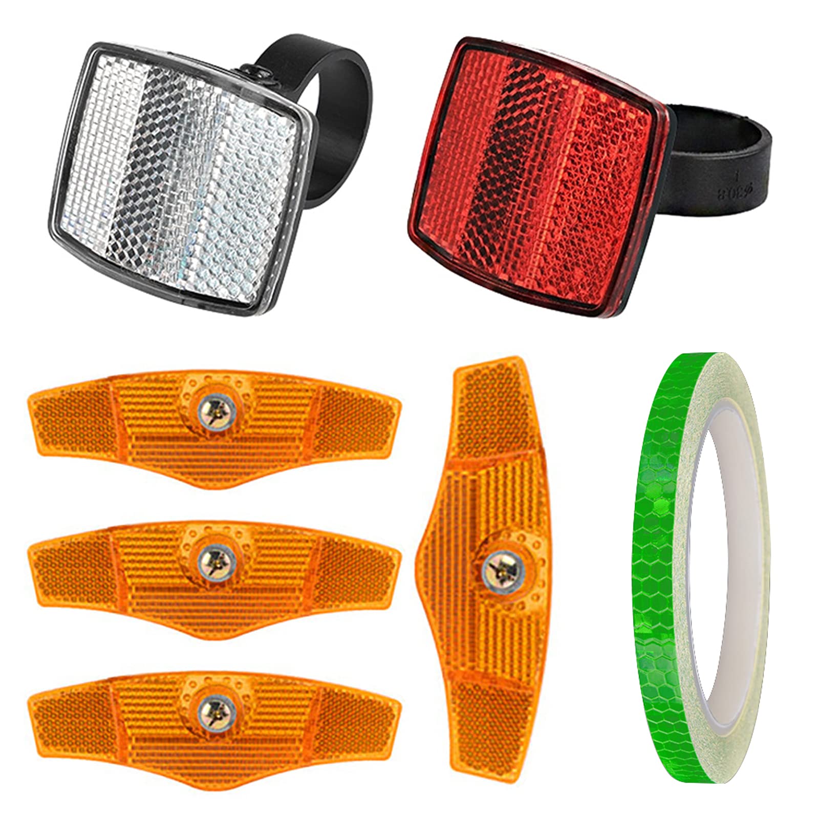 7 PCS Bike Reflectors Front and Back YUTOU Bicycle Reflector Set Bicycle Wheel Spoke Reflectors with Bike Reflective Warning Tape Bike Reflective Accessories for Bicycles Mountain Bike