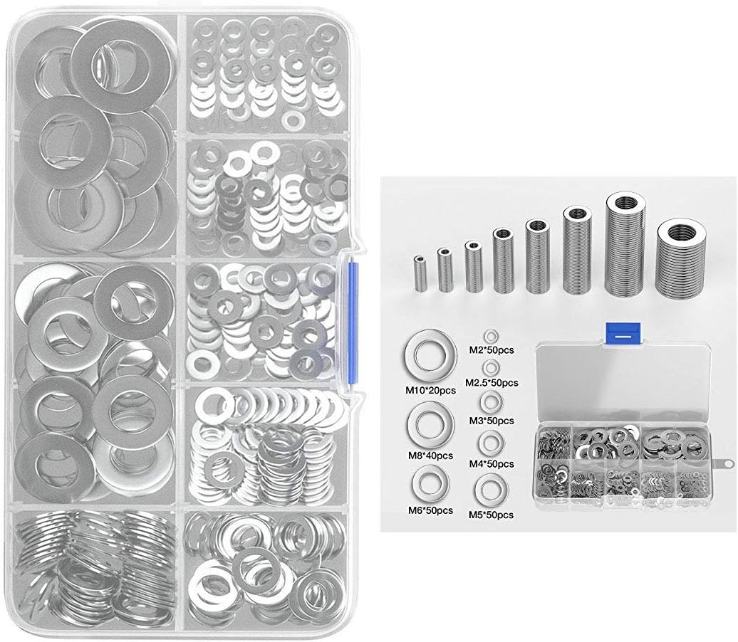 Xrten 360 Pcs Stainless Steel Plain Washers, Flat Washers Assortment Kit (M2 M2.5 M3 M4 M5 M6 M8 M10) - Image 4