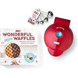 Dash DMWGS001RD Machine for Individual, Paninis, Hash Browns, & other Mini waffle maker, 4 inch, Red Gift Set