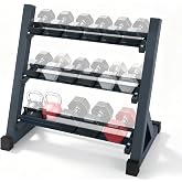 HEMERIS 3-Tier Adjustable Dumbbell Rack, Weight Rack for Home Gym | Heavy Duty dumbbell stand, Reversible Mounting For Dual-Use Flexible Storage（Dumbbell Rack Only）