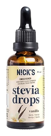 NICKS Vanille Stevia Drops, Zuckerfreie flüssiger Tafelsüße ohne Kalorien zum Tropfen mit Pipette 50 ml