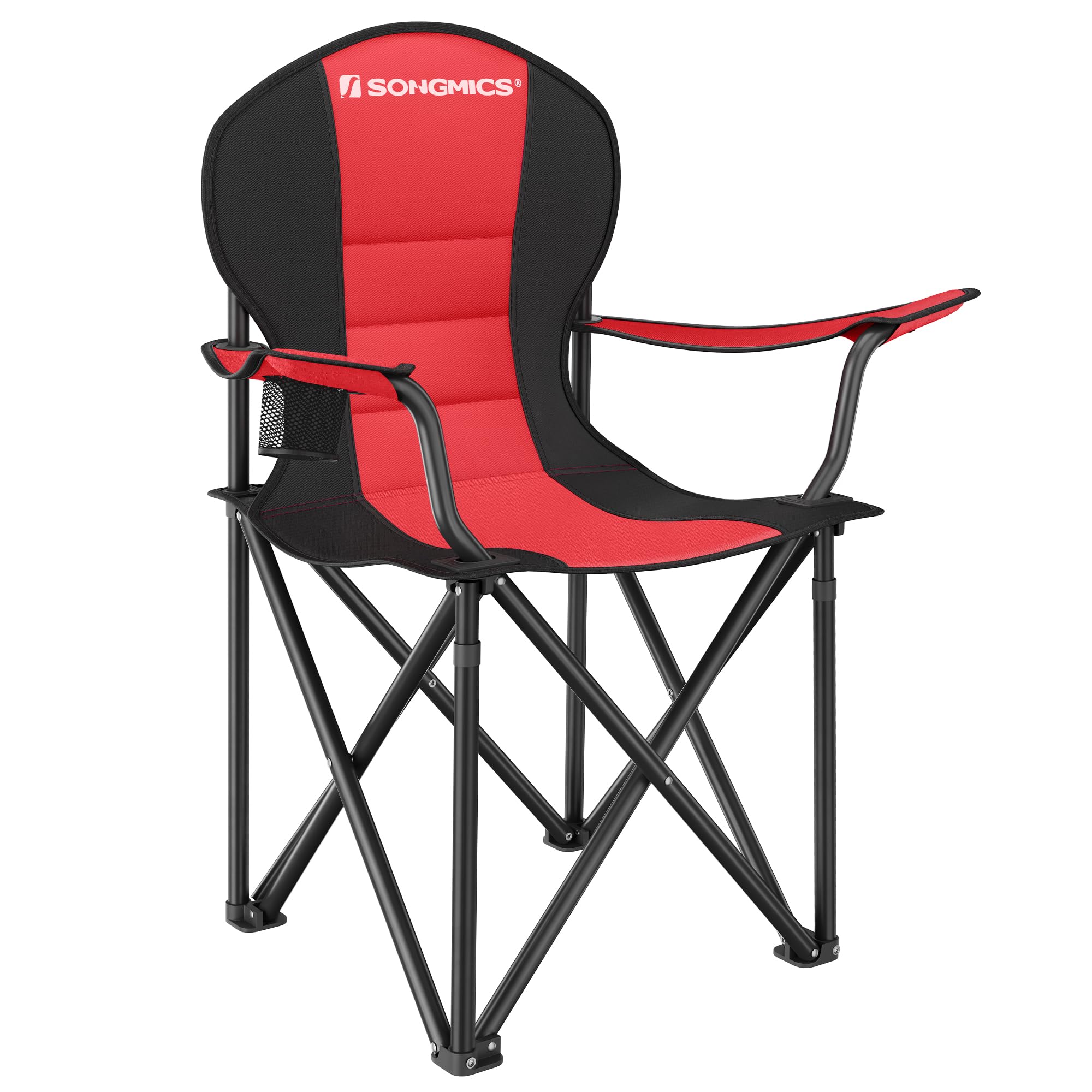 SONGMICS Men's GCB06BK Camping Chair, Black + Red 90 x 55 x 102 cm