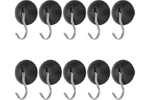 Harmiey Magnetic Hooks Heavy Duty 25lbs Strong Neodymium Magnetic Hooks for Hanging BBQ Grill Tools Pot Holders,Toolbox, Cruise, BBQ Grill Tools, Coat and Storage(Black 10 Pack)