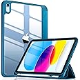 Wenlaty Compatible with iPad (A16) 11th Generation Case 11 Inch 2025, for iPad 10th Generation Case 10.9 Inch 2022 with Pencil Holder, Trifold Stand Protective Clear Back, Auto Wake/Sleep, PeacockBlue