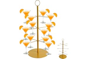 SRXAMZUS Champagne Tower for Parties, 3-Tier 12-Glasses Cocktail Tree Stand Countertop Wine Glass Holder for Drinks, Champagne Stand Drink Tower Wine Glasses Display for Champagne , Martini, Margarita Cups