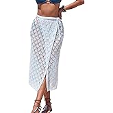 CUPSHE Women's Sarong Coverups Crochet Knit Beach Skirt Self Tie Swimwear Midi Wrap Skirts