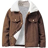 Verdusa Boy's Button Up Corduroy Fleece Jacket Collared Outerwear Fall Winter Clothes