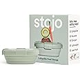 STOJO Collapsible Sandwich Box – Sage Green, 24oz - Reusable Food Storage Container - To-Go Travel Silicone Bowl for Hot and Cold Food - for Meal Prep, Lunch, Camping and Hiking - Dishwasher Safe