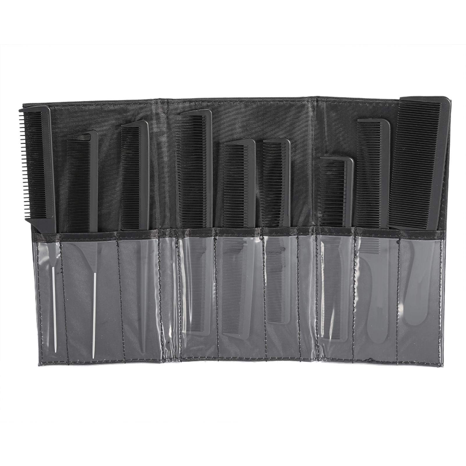 Agatige 9 Pcs Hairdressing Comb Set, Portable Anti-static Barber Comb Hair Dying Accessories Set with Bag Hair Styling Tool Kit for Women Men (Black)