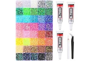 32000 Pcs Flatback Gems 40 Colors Resin Jelly Rhinestones Bedazzling Kit with 3pcs B7000 Glue Pen And Tweezers for Clothing S