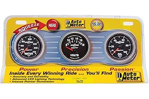 Auto Meter 3600 Sport-Comp II 2-1/16" Mechanical Three-Gauge Interact Pack (Oil/Water/Volt)