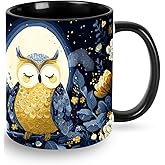 sagacitrix Owl Funny Ceramic Coffee Mug 11 oz Novelty Tea Cup with Handle Gifts for Birthday Christmas Men Women Friends