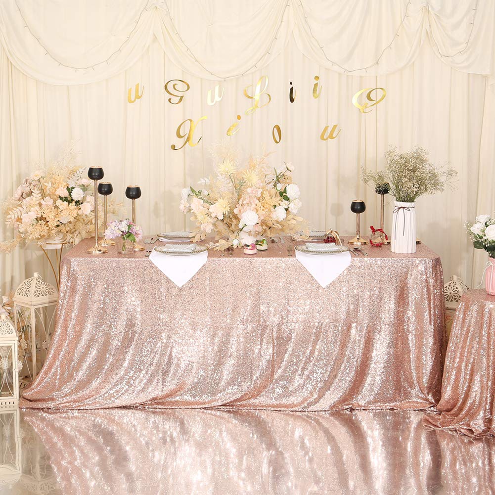 Eternal Beauty Sequin Tablecloths Rectangle Rose Gold 127 x 183 cm for wedding Halloween Chrismas Party Banquet New Year’s Day