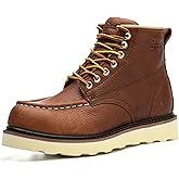 ACDSAF Work Boots for Men - 6 Inch Wedge Soft Toe Mens Work Boots, Waterproof Construction Work Shoes