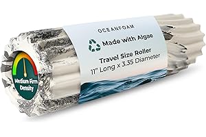 Oceanfoam Ripple Travel Foam Roller (11" x 3.35") Firm Mini Foam Roller for Physical Therapy, Deep Tissue Massage, Back Pain - High Density, Ergonomic Wave Textured - Yoga, Exercise (Black Marbled)