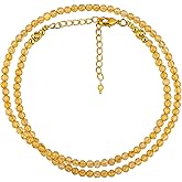 NJCRAFT Natural Gemstone Faceted Beaded Necklace for Woman| Gold Plated Gem-stone Necklace | Beads 2–3 mm | Adjustable Chain 16+2 Inch