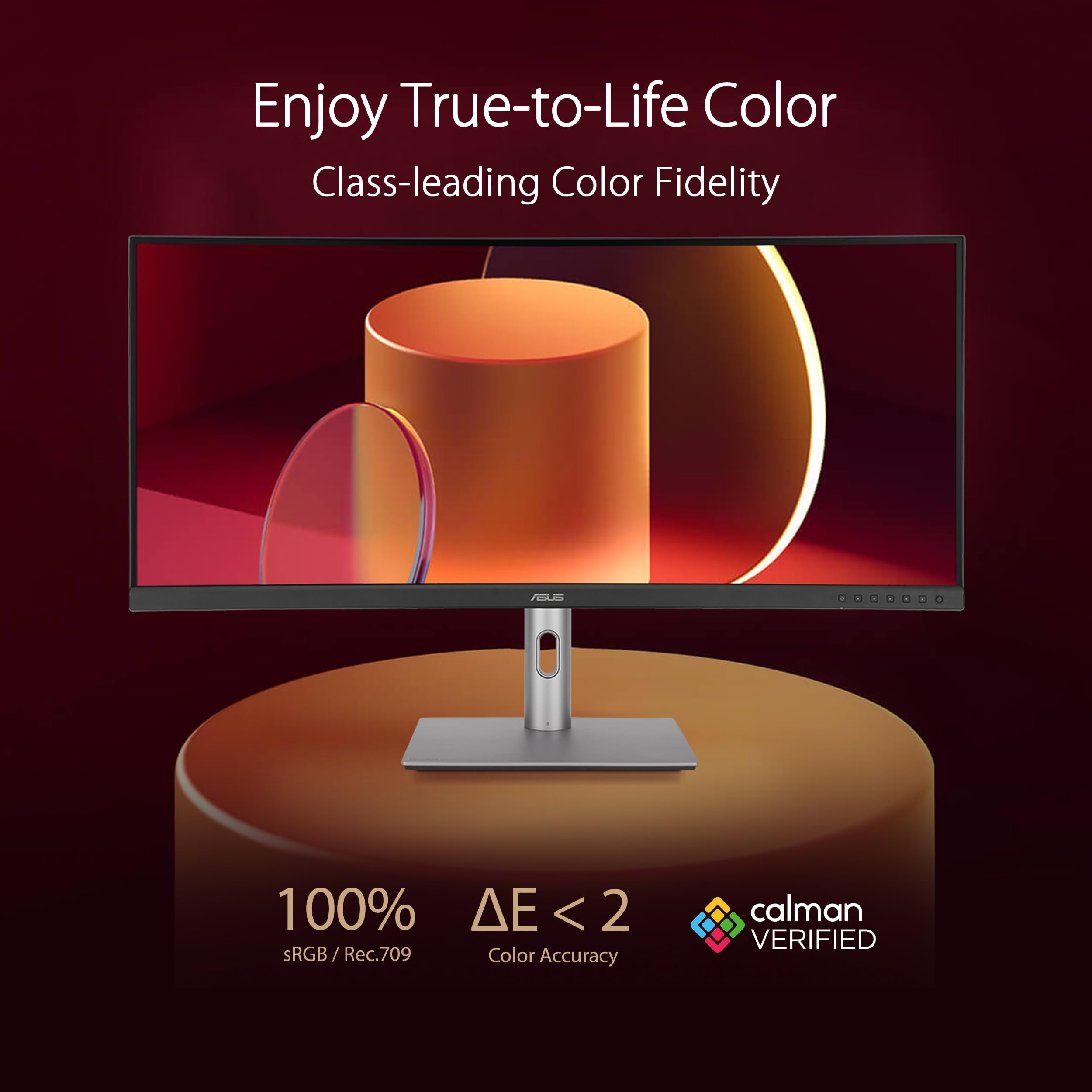 ASUS ProArt Display 34” Ultrawide Curved Professional HDR Monitor (PA34VCNV) - IPS, 21:9 3440 x 1440, 3800R Curve, 100% sRGB/Rec709, ΔE2, Calman Verified, USB-C Docking PD 96W, RJ45, 3 Year Warranty